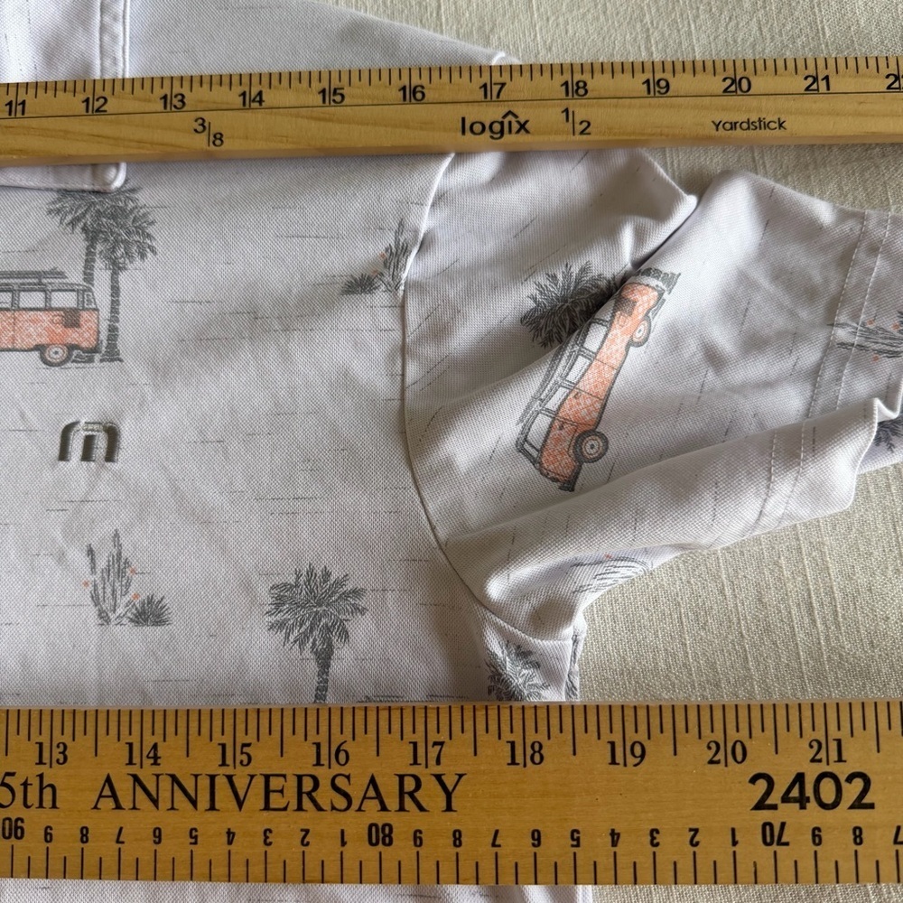 Travis Mathew Polo Shirt Mens S Volkswagen Bus Palm Tree Golf Resort Performance - Picture 8 of 12